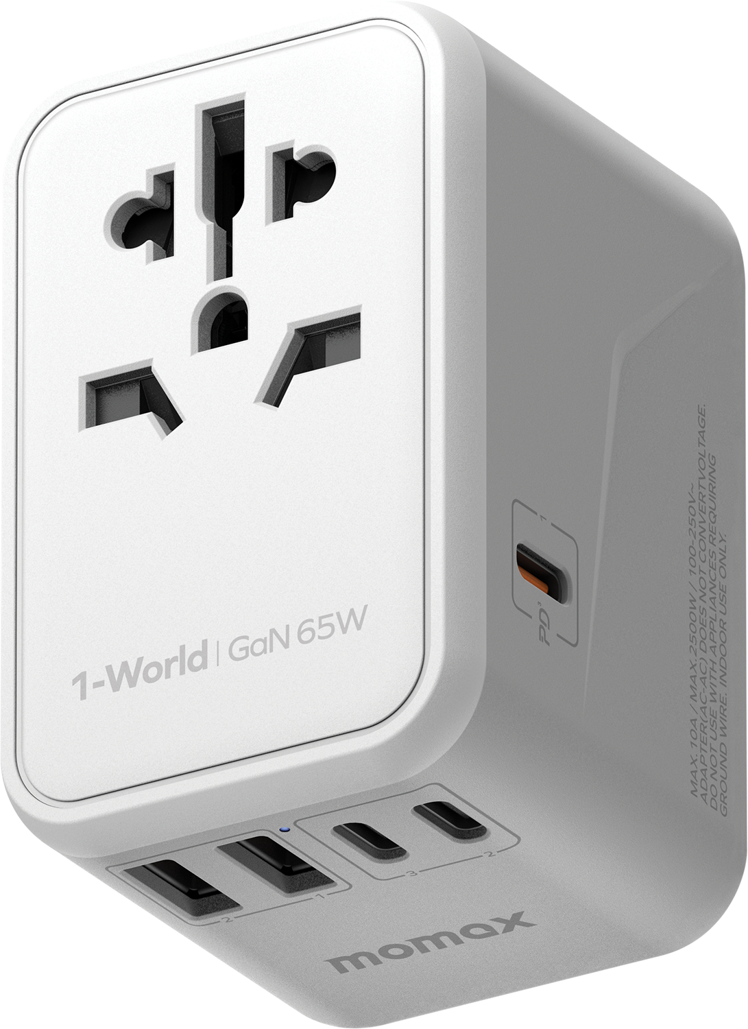 Momax 1-World 65W GaN AC Travel Adaptor UA8 - White