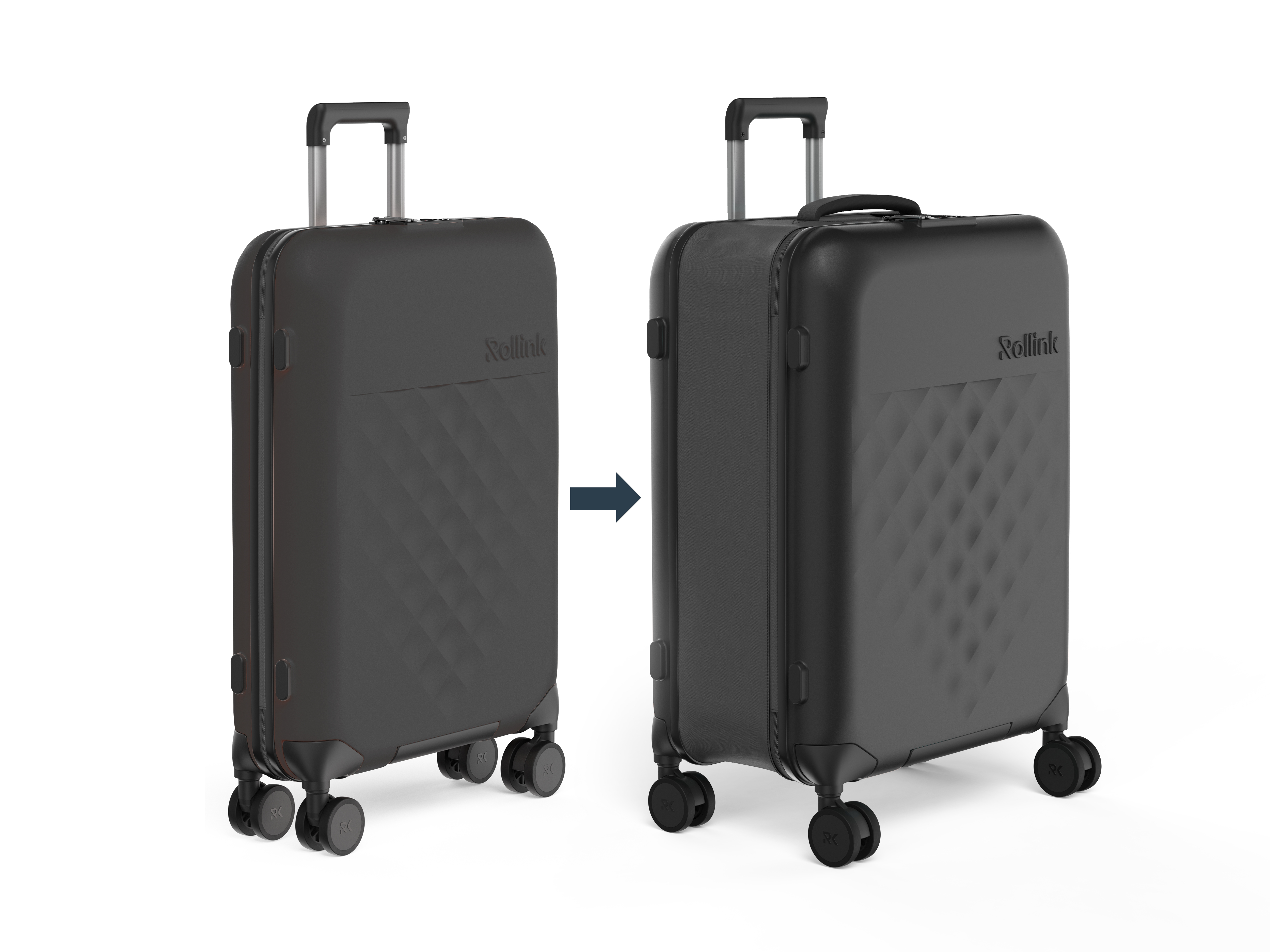Rollink Flex 360 Spinner Collapsible 4-Wheel 26 inch Checked Luggage, Black