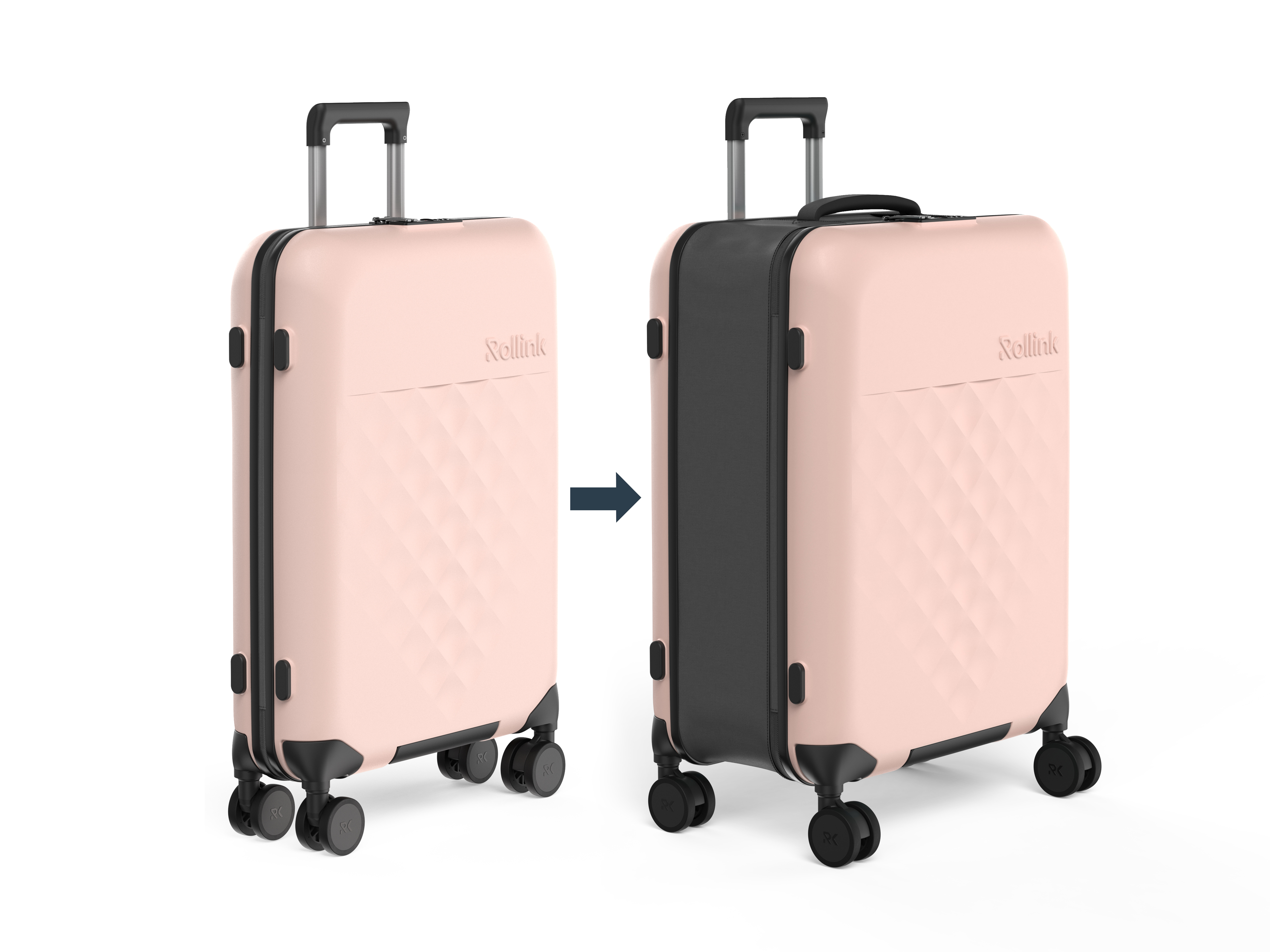 Rollink Flex 360 Spinner Collapsible 4-Wheel 26 inch Checked Luggage, Rose Smoke