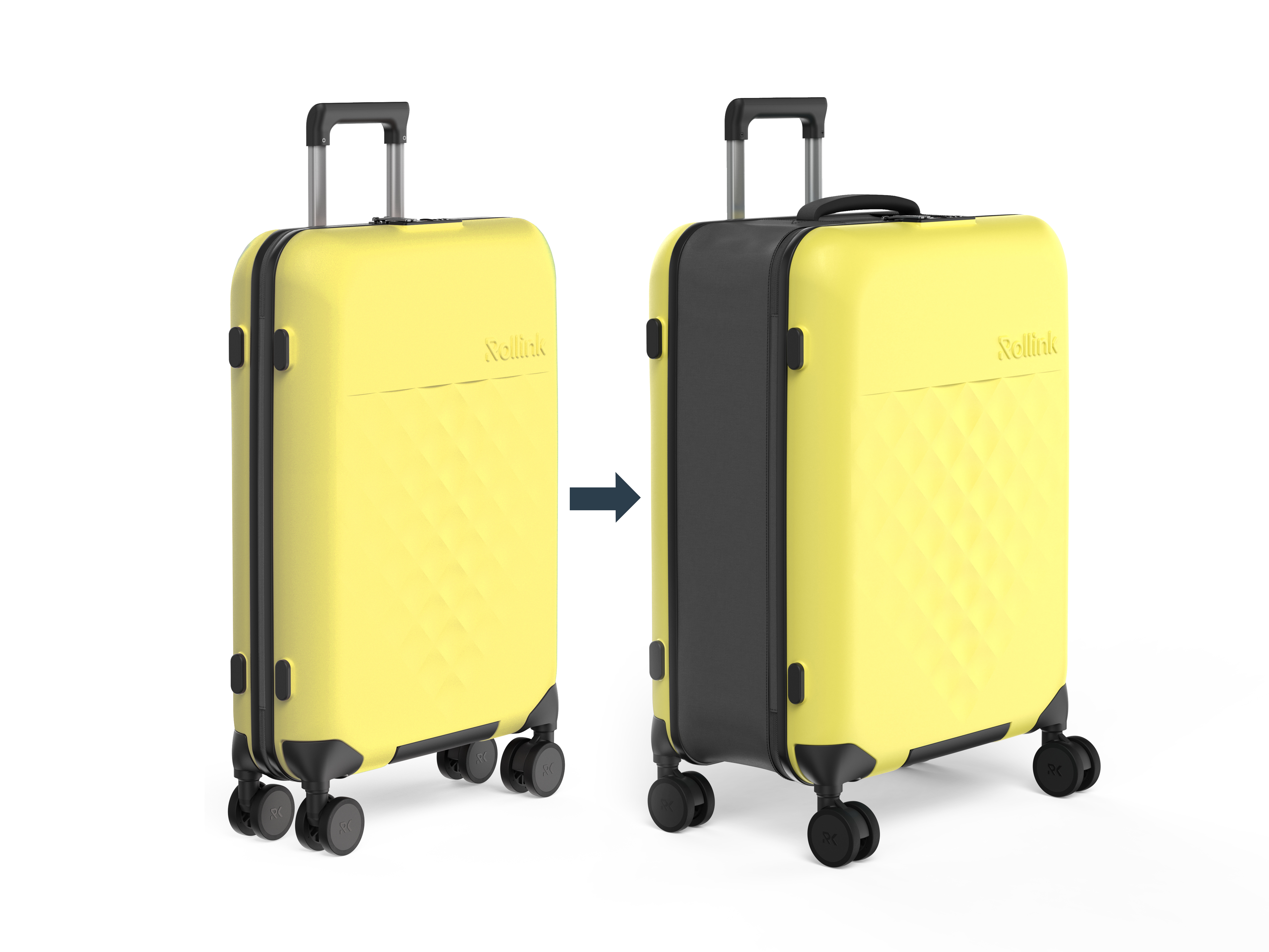Rollink Flex 360 Spinner Collapsible 4-Wheel 26 inch Checked Luggage, Yellow Iris