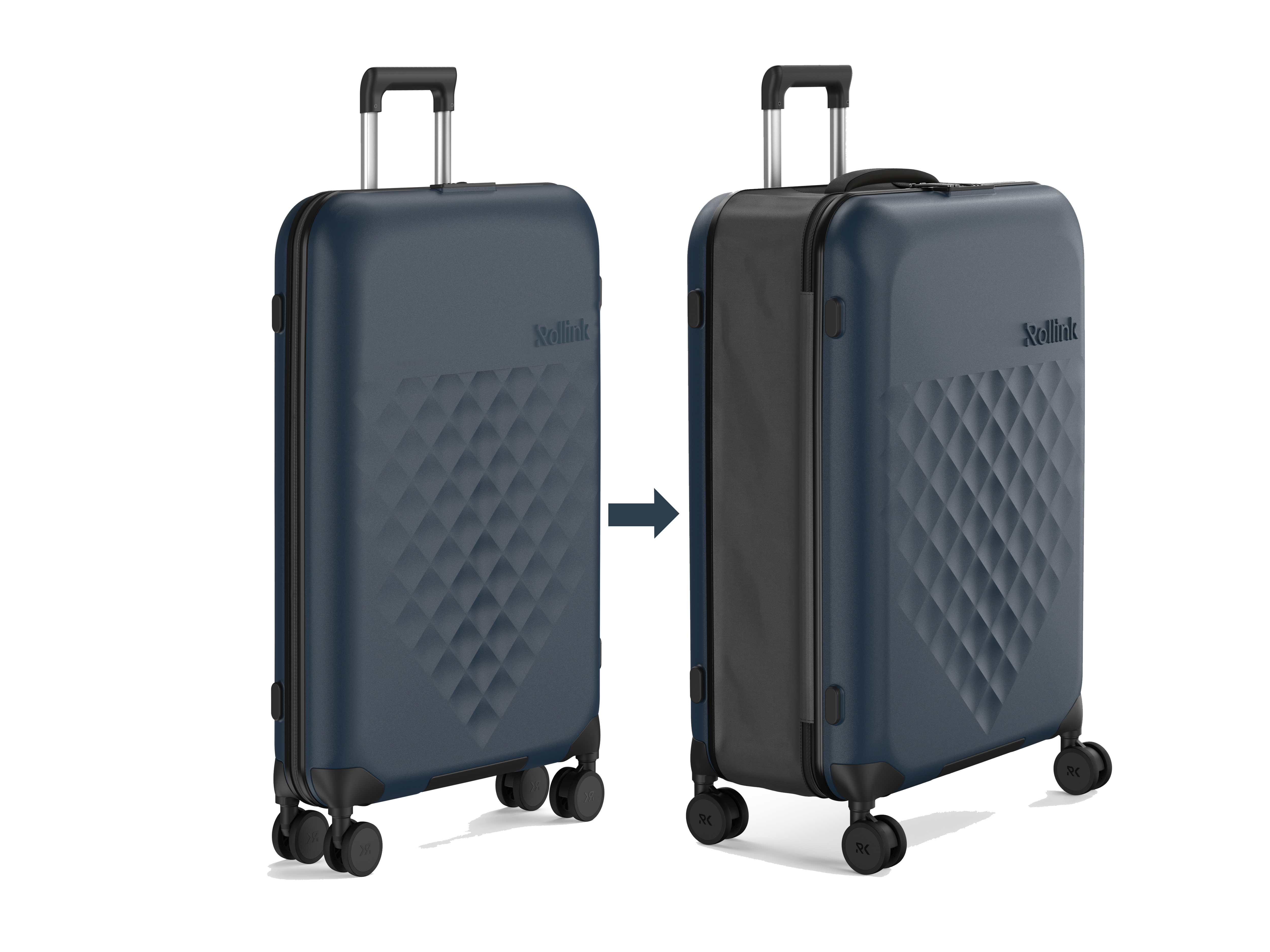 Rollink Flex 360° Spinner Collapsible 4-Wheel 29 inch Checked Luggage, Atlantic Blue