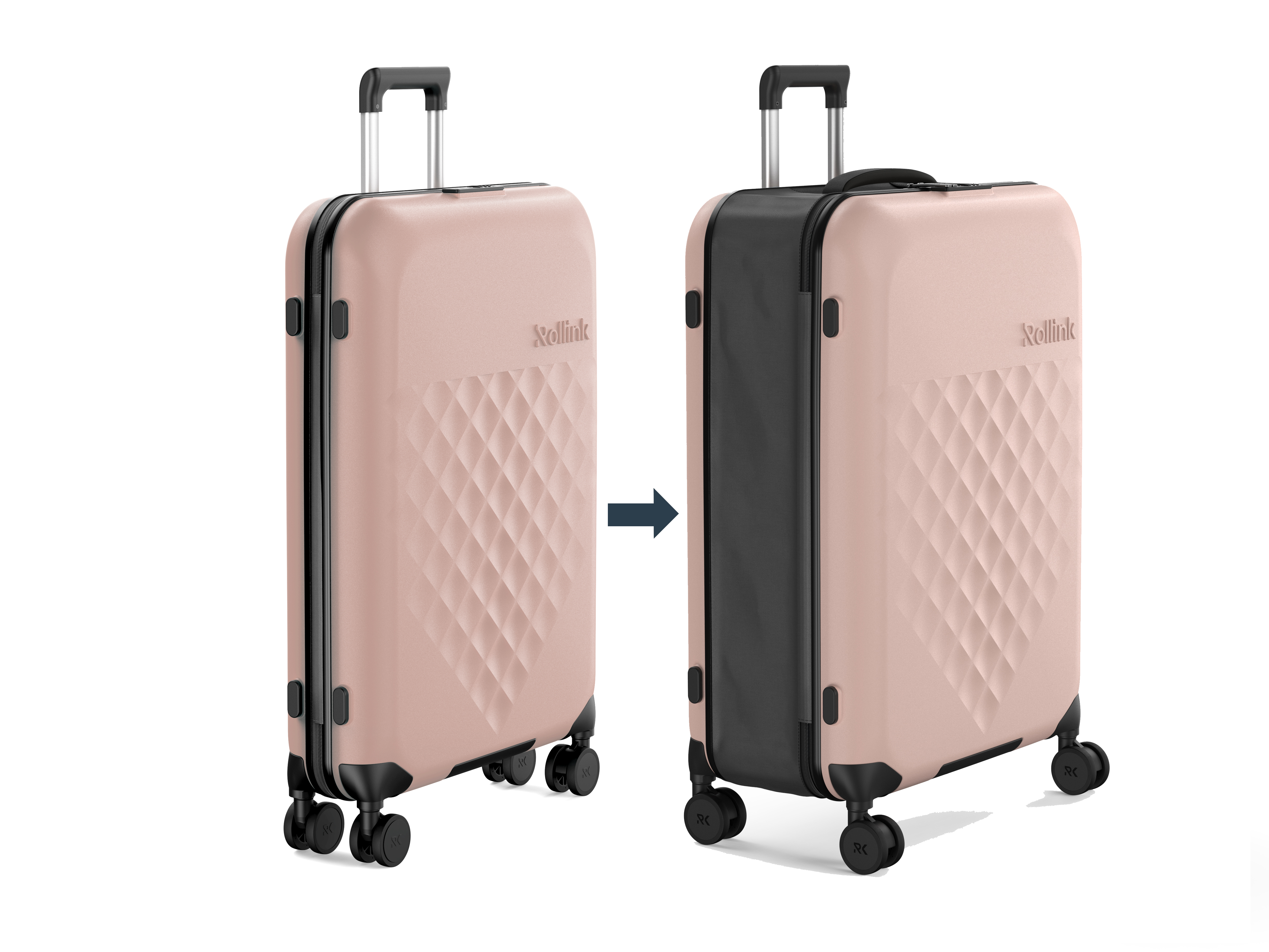 Rollink Flex 360° Spinner Collapsible 4-Wheel 29 inch Checked Luggage, Rose Smoke