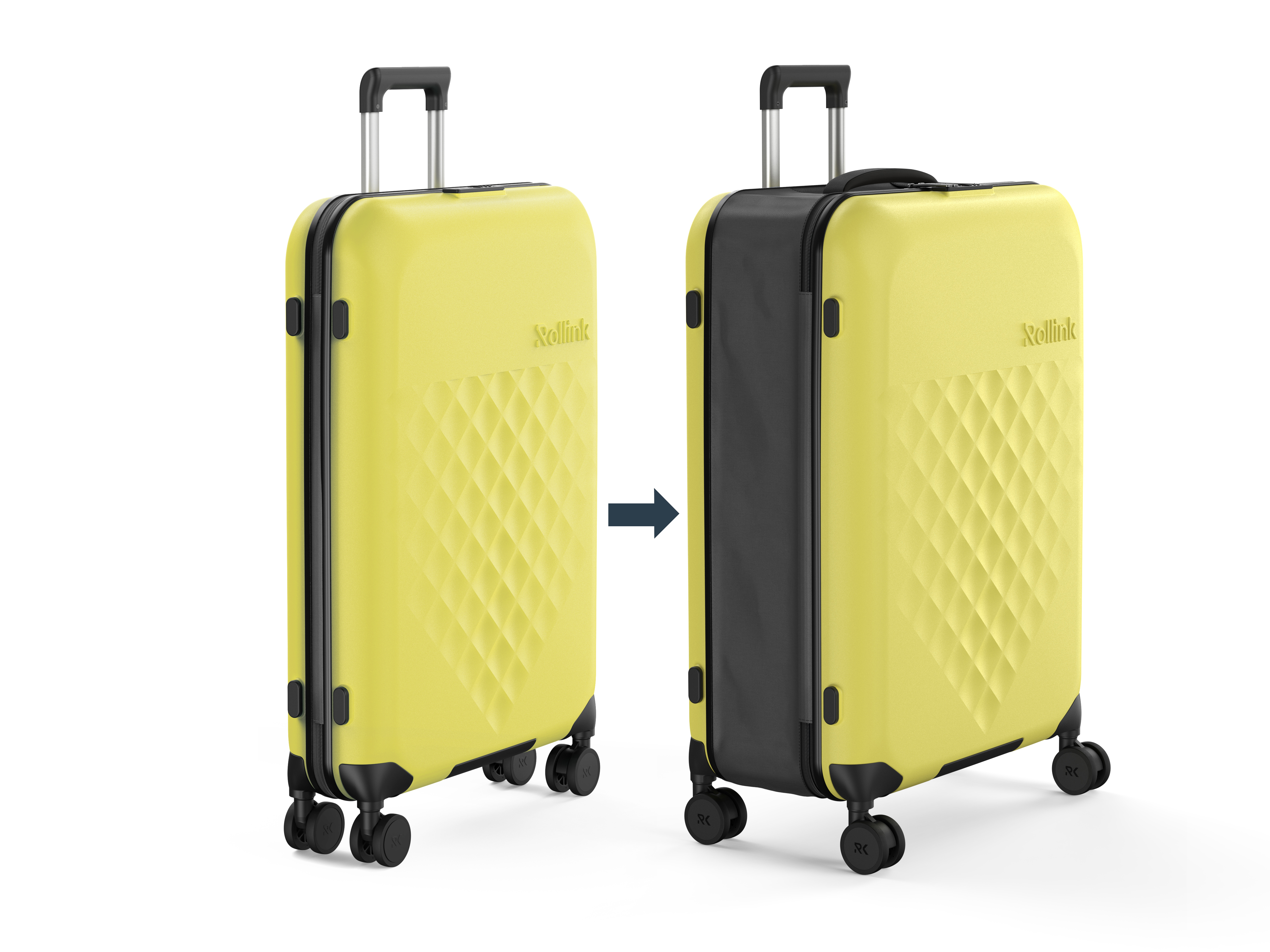 Rollink Flex 360° Spinner Collapsible 4-Wheel 29 inch Checked Luggage, Yellow Iris