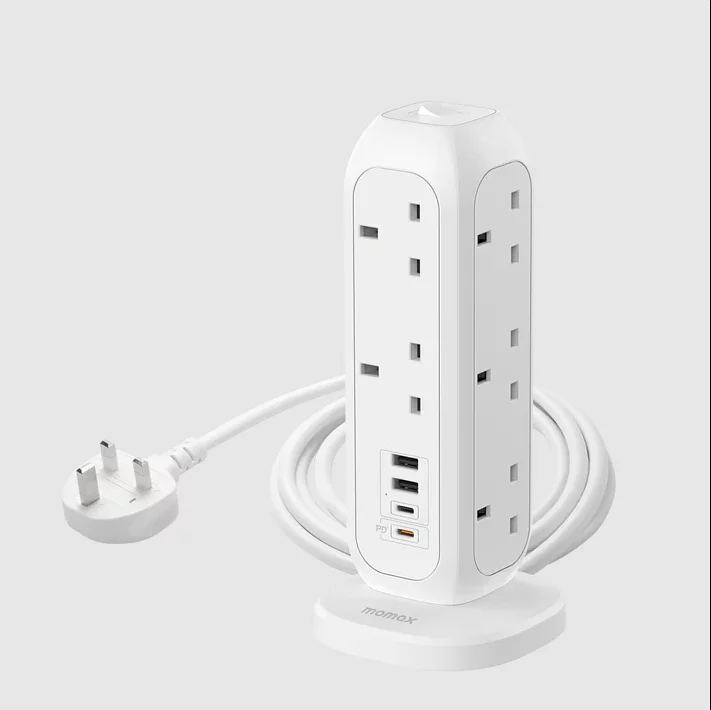 Momax ONEPLUG 11-Outlet Power Strip With USB US11 (White)