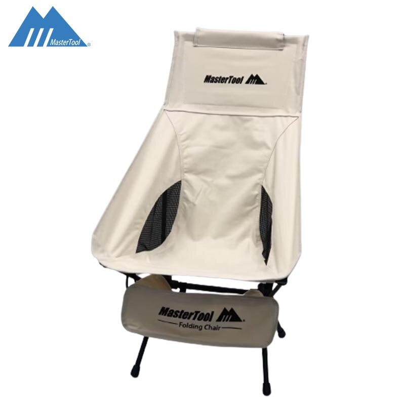 MasterTool - 新款高背輕量戶外露營折疊椅，沙灘椅，白色