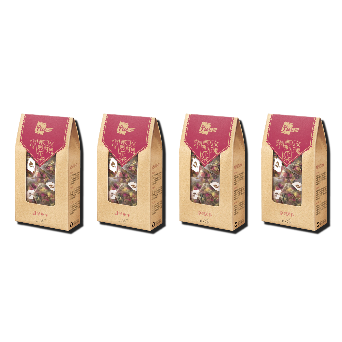 捷榮玫瑰茉莉花茶原葉茶包 2.5克 x 10包 x (4盒)