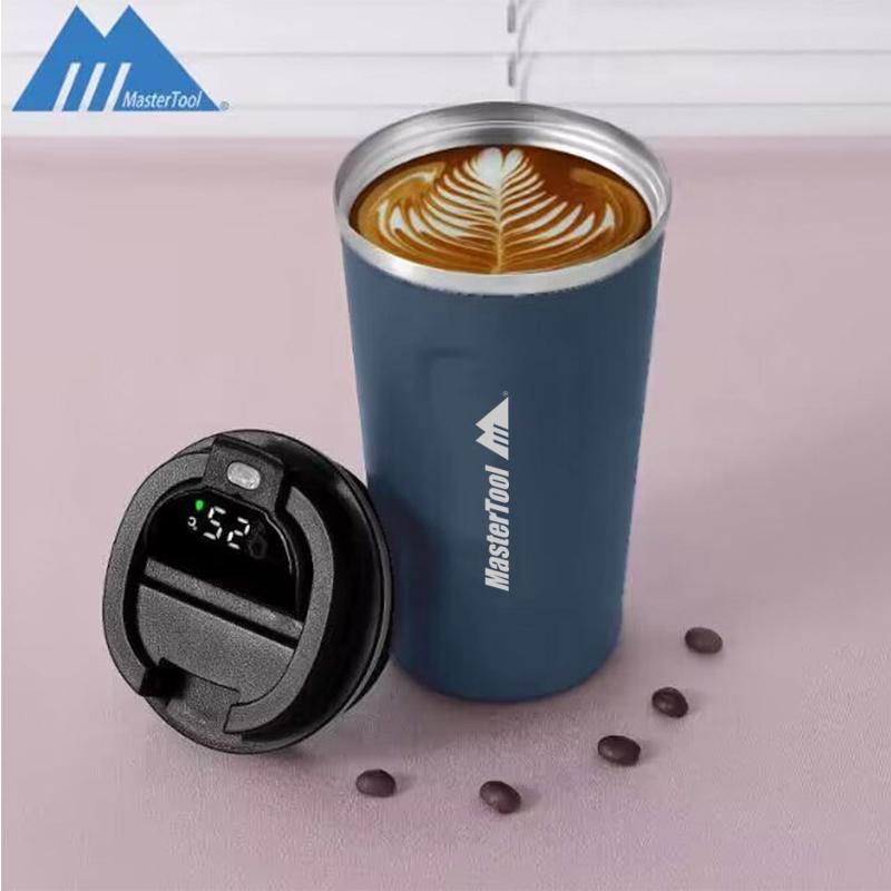 500ml Stainless Steel Vacuum Coffee Mug,Dark Blue Thermos Bottle with LED Temperature Display