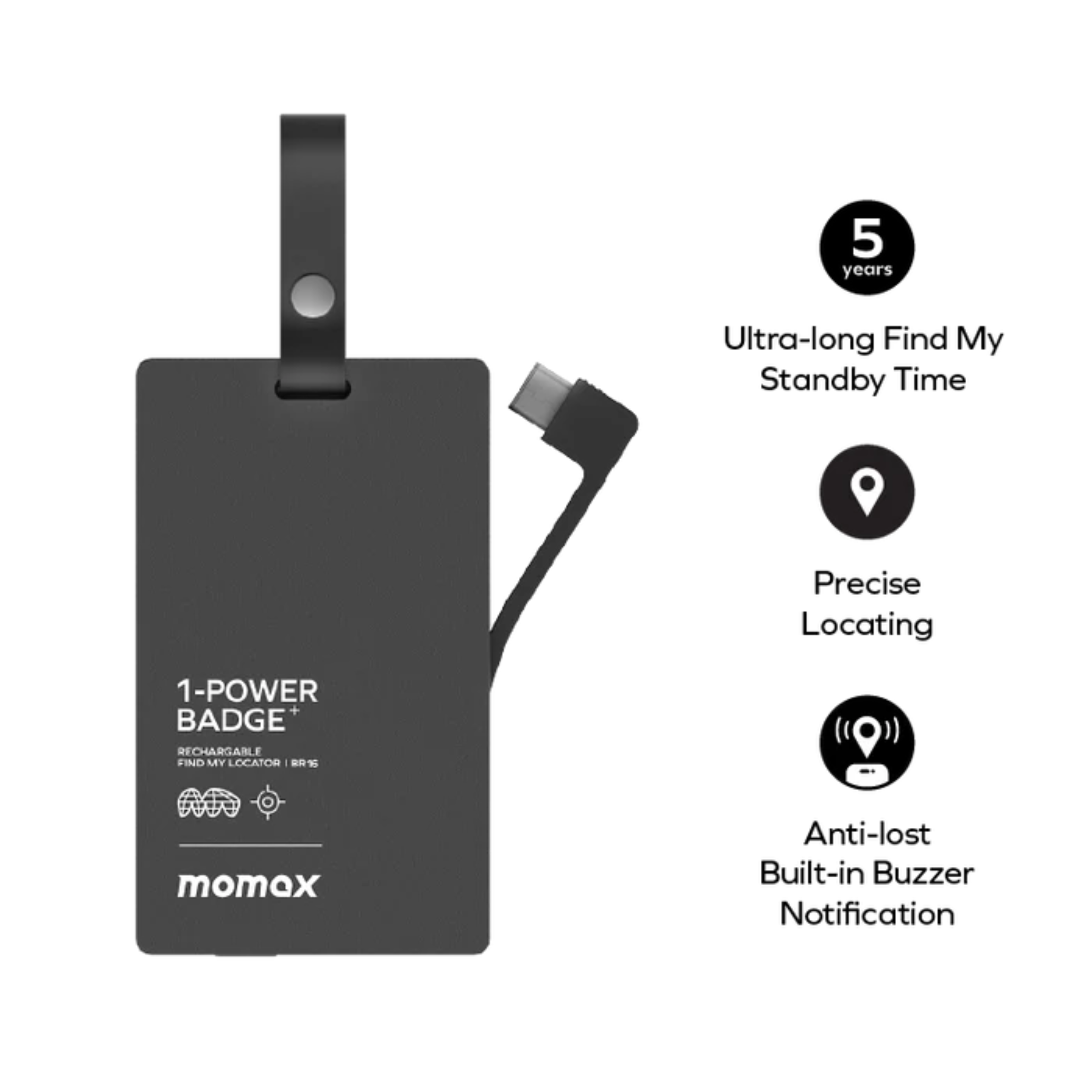 1-Power Badge+ 移動電源（3 合 1 功能）｜Find My 定位器｜MOMAX