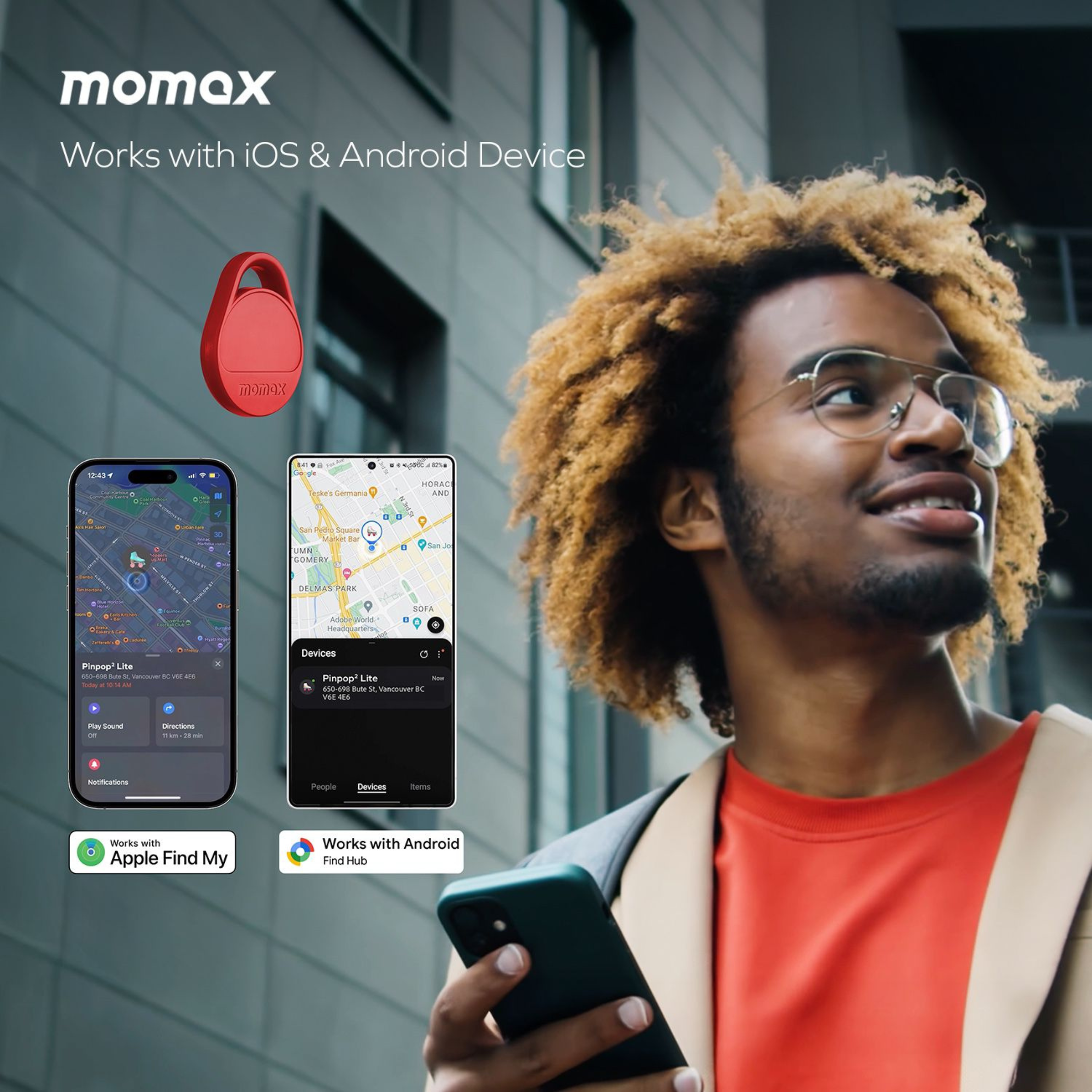 Pinpop² Lite Find My Global Tracker | Built-in Buzzer | MOMAX