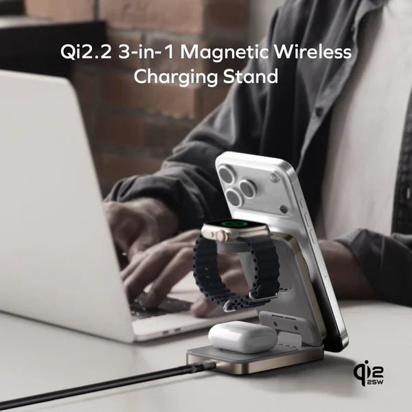 1-Charge Q.Port²  Qi2 25W 3-in-1 Magnetic Wireless Charging Stand | Momax