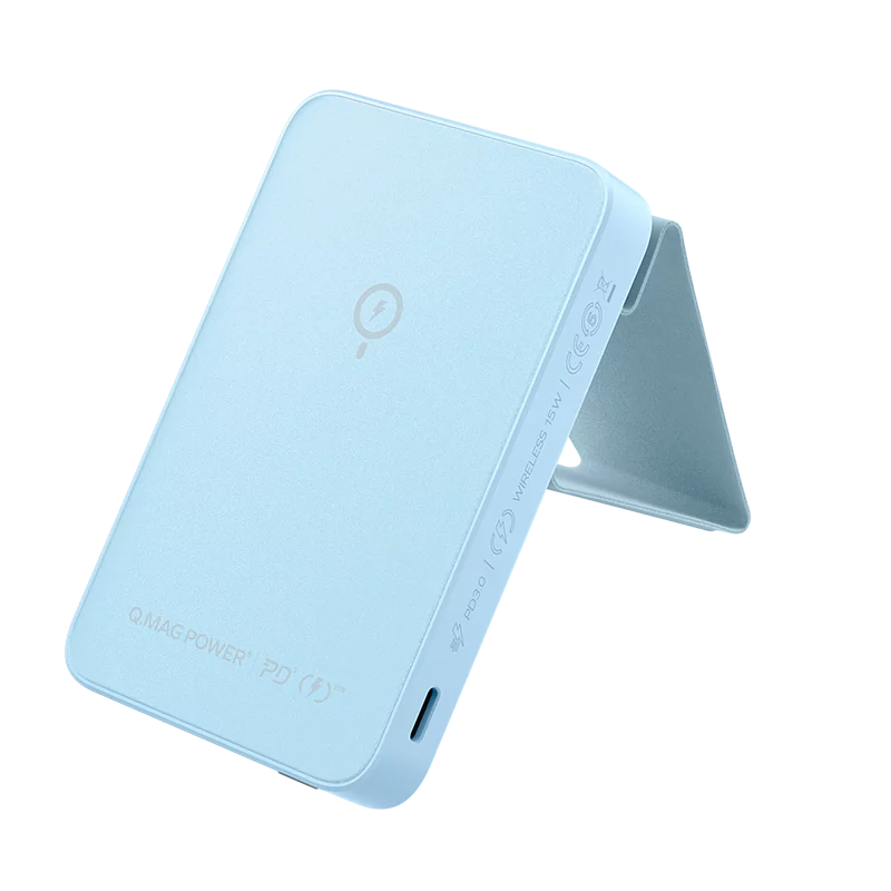 Momax Q.Mag Power 9 磁吸無線充流動電源連支架5000mAh IP109 - 藍